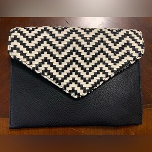NWOT Anthropologie Street Level Black and White Clutch